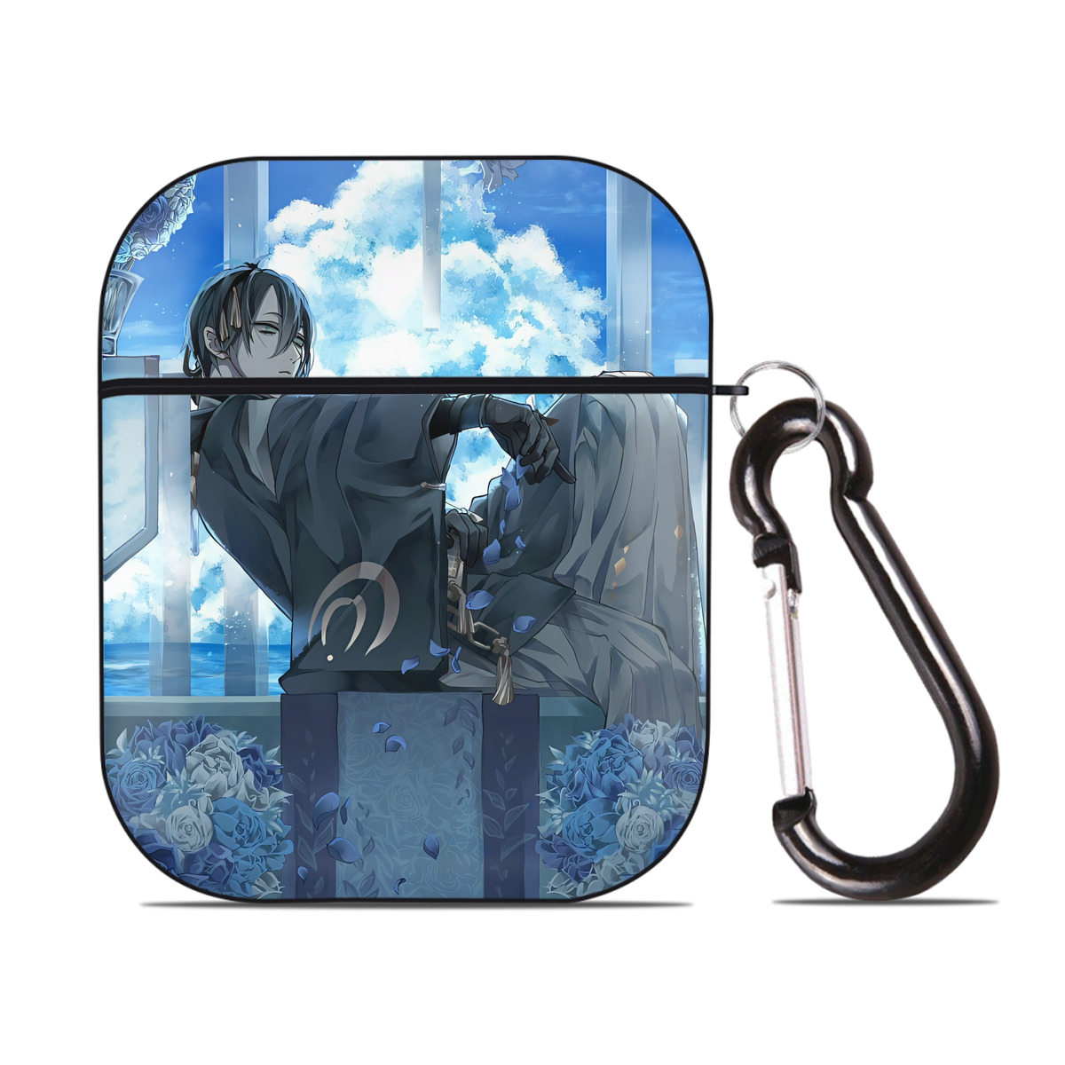 （画像用） 刀剣乱舞 Touken Ranbu AirPods 第2世代保護ケース ハードシェル ブラック 耐衝撃・防指紋・カラビナ付き