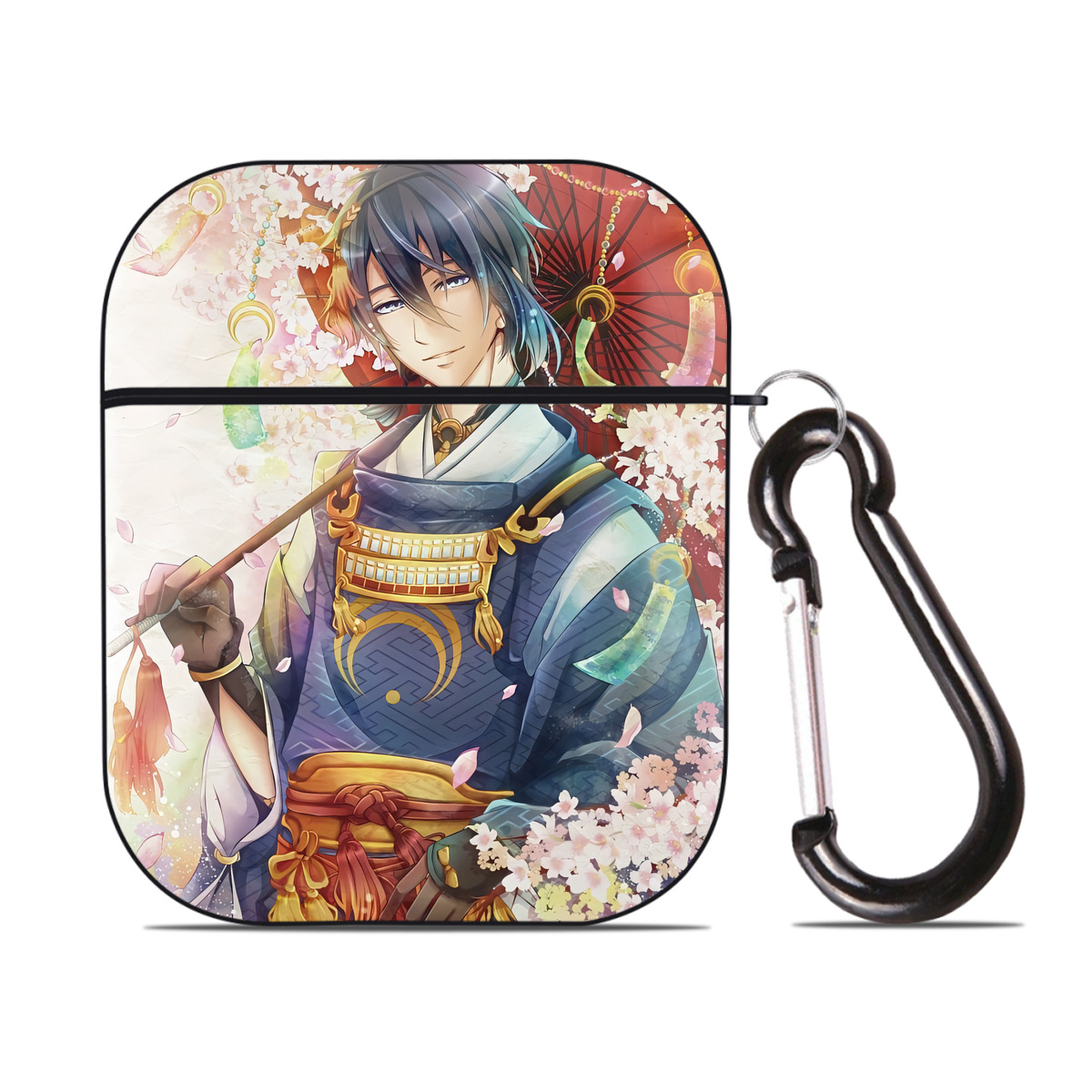（画像用） 刀剣乱舞 Touken Ranbu AirPods 第2世代保護ケース ハードシェル ブラック 耐衝撃・防指紋・カラビナ付き