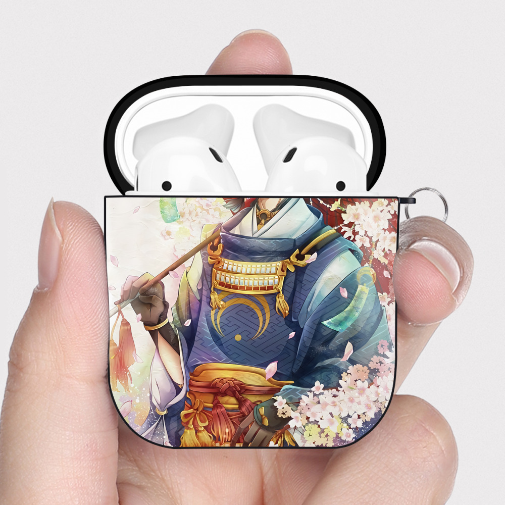 （画像用） 刀剣乱舞 Touken Ranbu AirPods 第2世代保護ケース ハードシェル ブラック 耐衝撃・防指紋・カラビナ付き