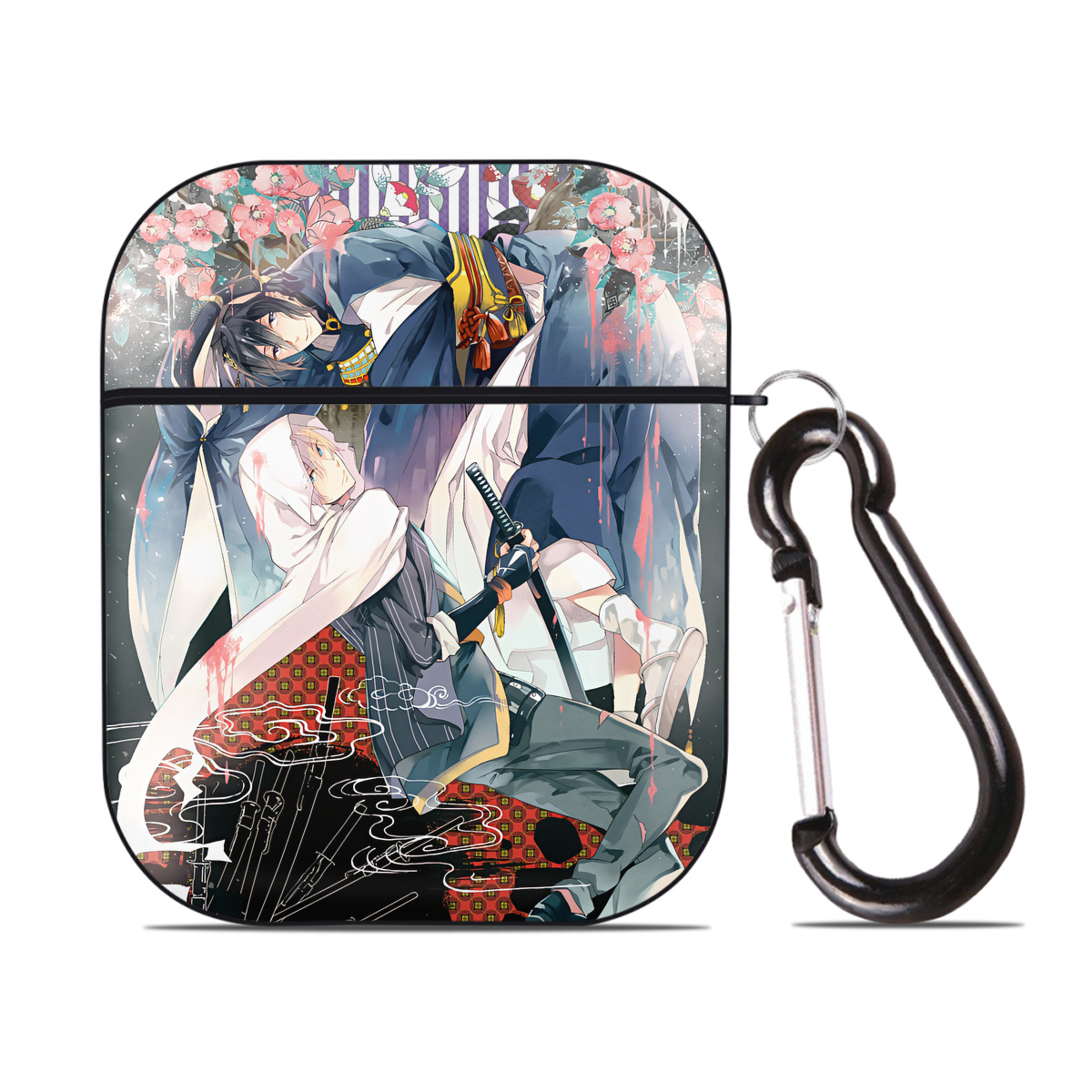 （画像用） 刀剣乱舞 Touken Ranbu AirPods 第2世代保護ケース ハードシェル ブラック 耐衝撃・防指紋・カラビナ付き