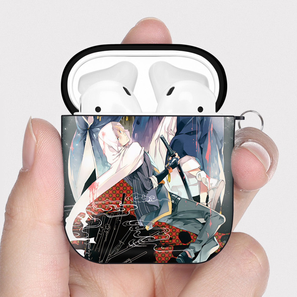 （画像用） 刀剣乱舞 Touken Ranbu AirPods 第2世代保護ケース ハードシェル ブラック 耐衝撃・防指紋・カラビナ付き