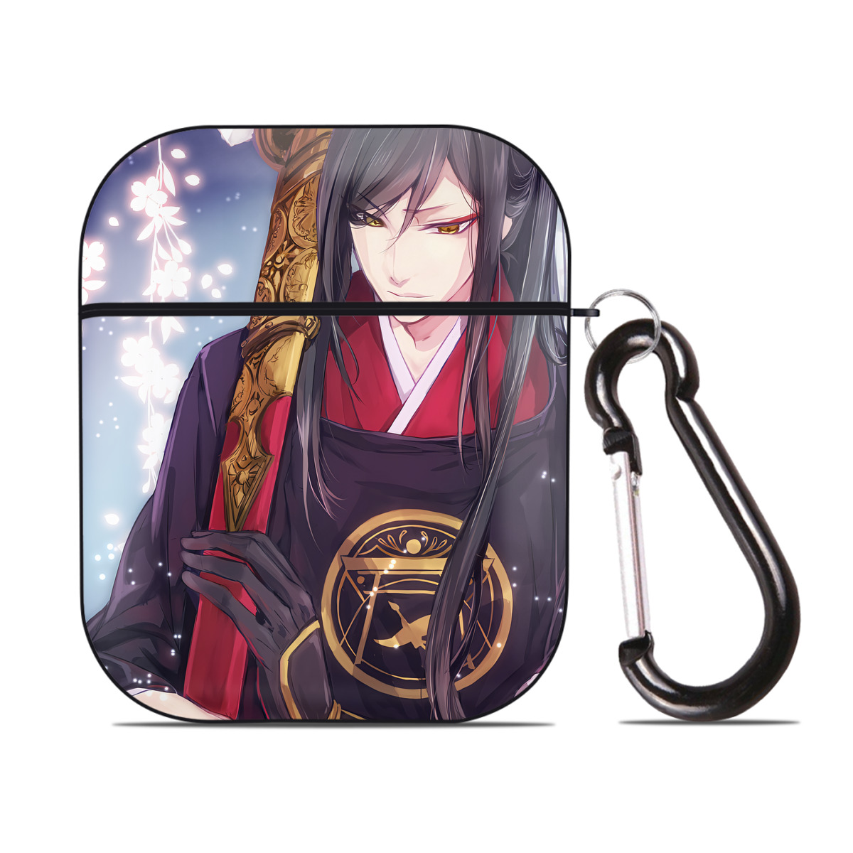（画像用） 刀剣乱舞 Touken Ranbu AirPods 第2世代保護ケース ハードシェル ブラック 耐衝撃・防指紋・カラビナ付き