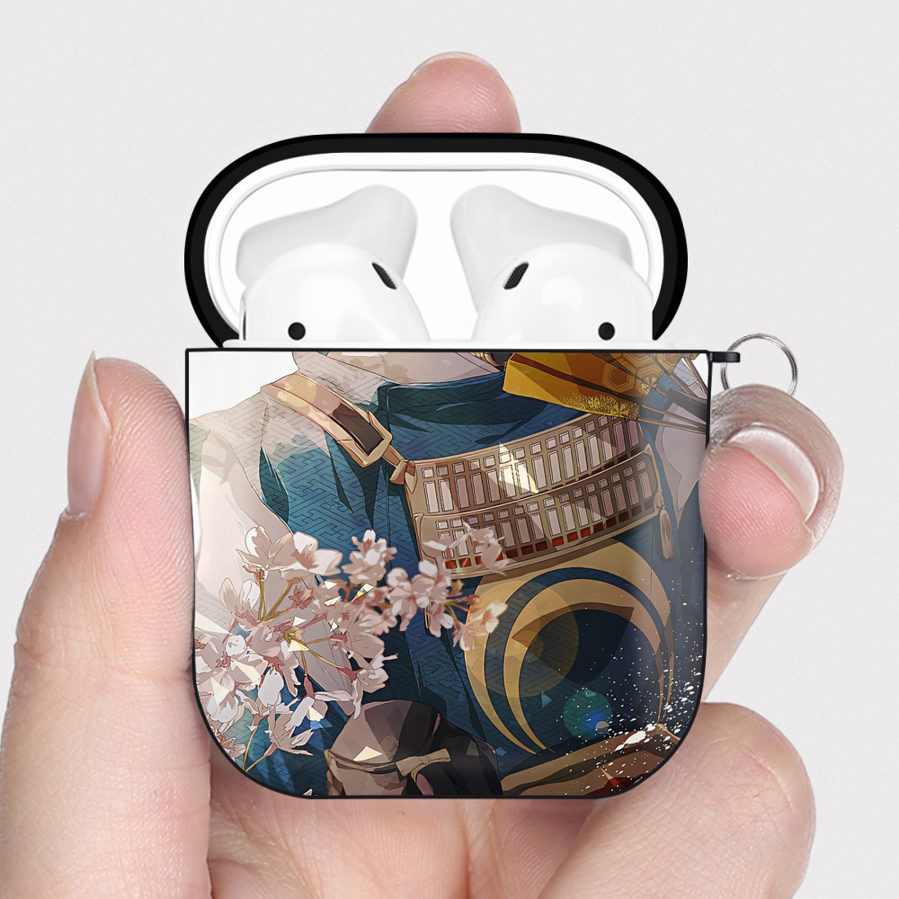 （画像用） 刀剣乱舞 Touken Ranbu AirPods 第2世代保護ケース ハードシェル ブラック 耐衝撃・防指紋・カラビナ付き