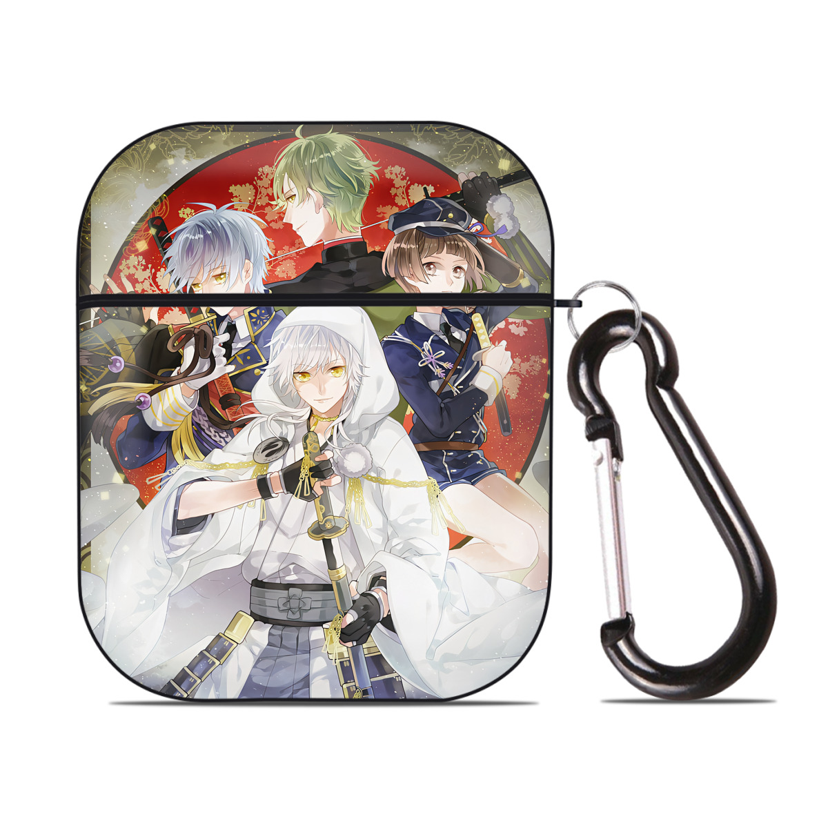 （画像用） 刀剣乱舞 Touken Ranbu AirPods 第2世代保護ケース ハードシェル ブラック 耐衝撃・防指紋・カラビナ付き