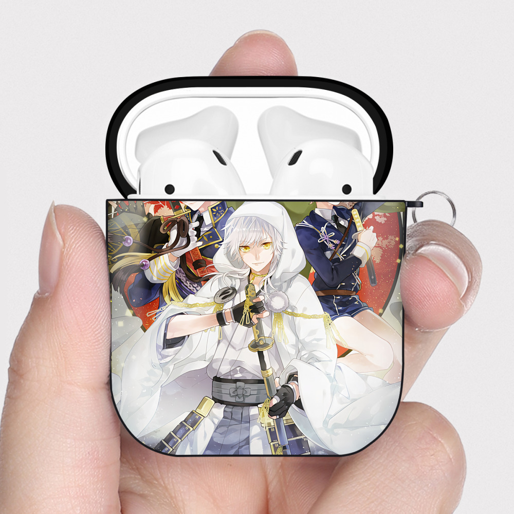 （画像用） 刀剣乱舞 Touken Ranbu AirPods 第2世代保護ケース ハードシェル ブラック 耐衝撃・防指紋・カラビナ付き