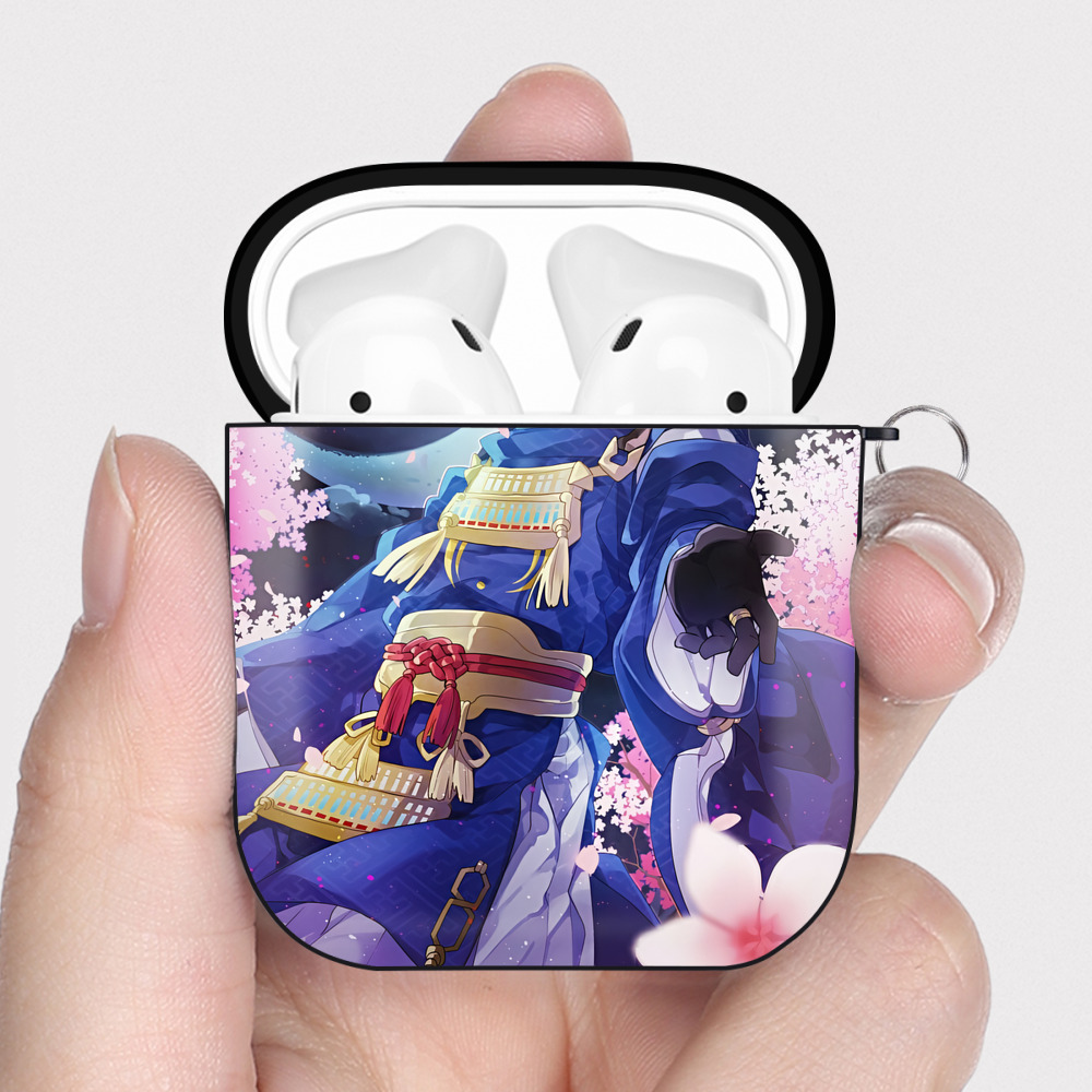 （画像用） 刀剣乱舞 Touken Ranbu AirPods 第2世代保護ケース ハードシェル ブラック 耐衝撃・防指紋・カラビナ付き