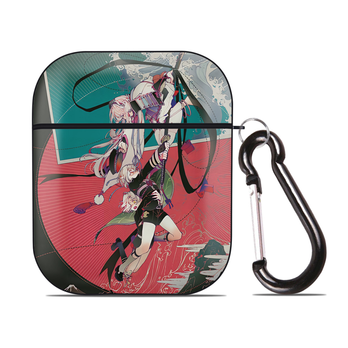 （画像用） 刀剣乱舞 Touken Ranbu AirPods 第2世代保護ケース ハードシェル ブラック 耐衝撃・防指紋・カラビナ付き