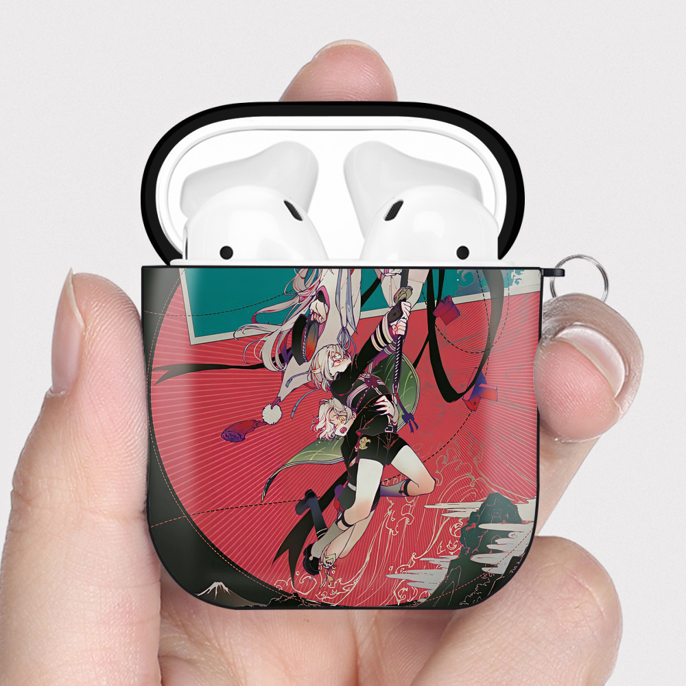 （画像用） 刀剣乱舞 Touken Ranbu AirPods 第2世代保護ケース ハードシェル ブラック 耐衝撃・防指紋・カラビナ付き
