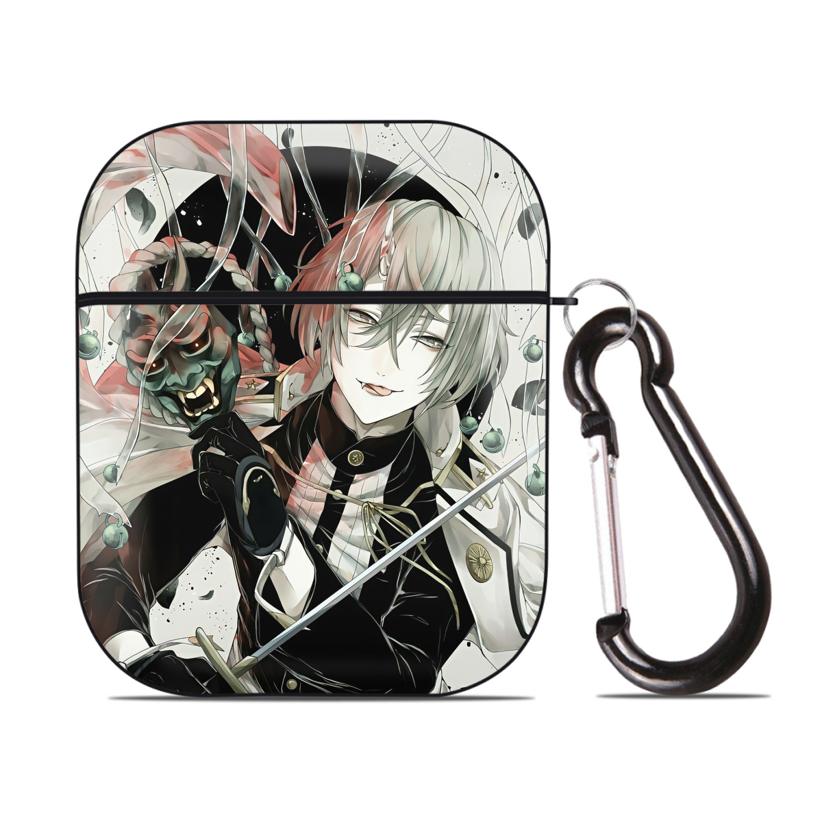 （画像用） 刀剣乱舞 Touken Ranbu AirPods 第2世代保護ケース ハードシェル ブラック 耐衝撃・防指紋・カラビナ付き