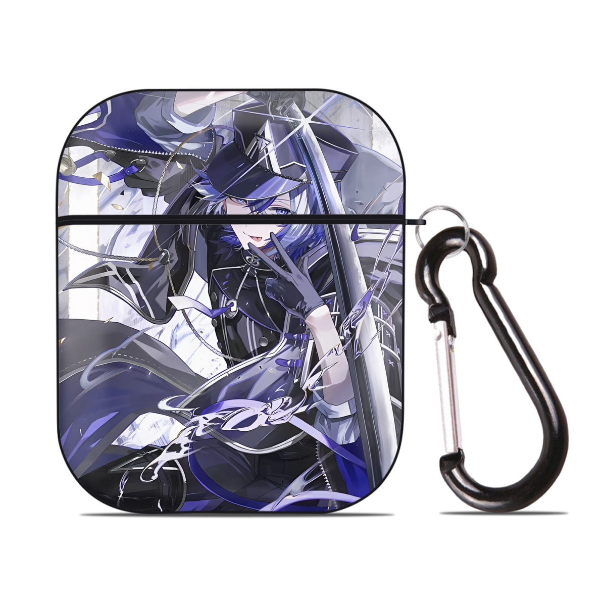 （画像用） 刀剣乱舞 Touken Ranbu AirPods 第2世代保護ケース ハードシェル ブラック 耐衝撃・防指紋・カラビナ付き