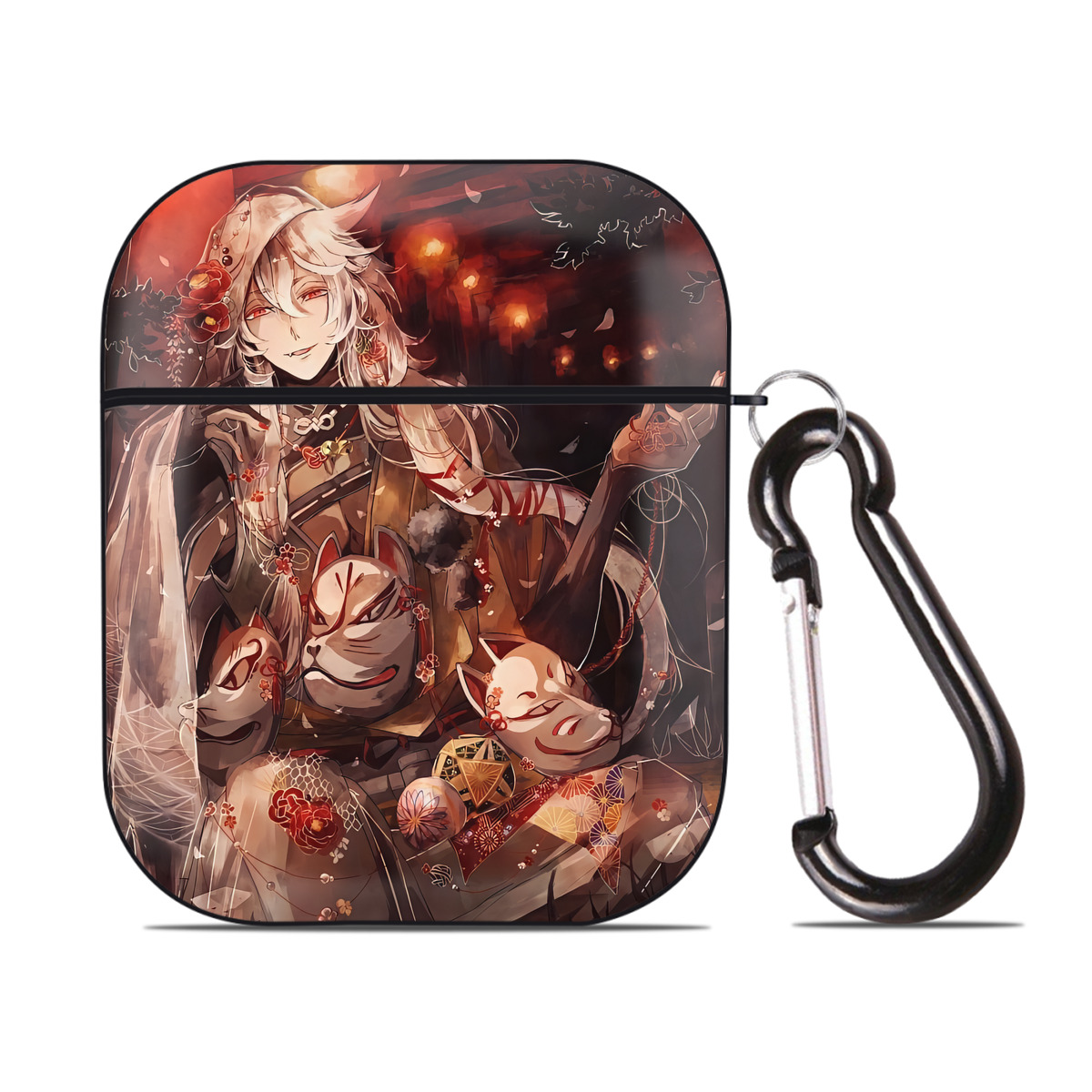 （画像用） 刀剣乱舞 Touken Ranbu AirPods 第2世代保護ケース ハードシェル ブラック 耐衝撃・防指紋・カラビナ付き