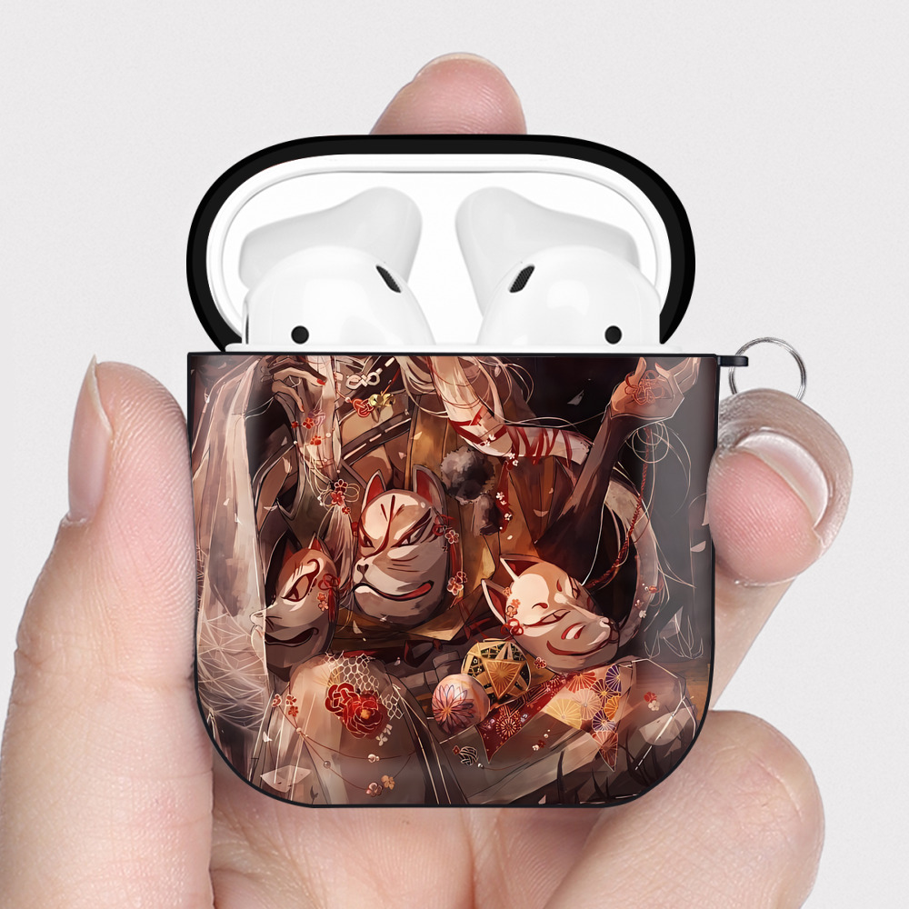 （画像用） 刀剣乱舞 Touken Ranbu AirPods 第2世代保護ケース ハードシェル ブラック 耐衝撃・防指紋・カラビナ付き