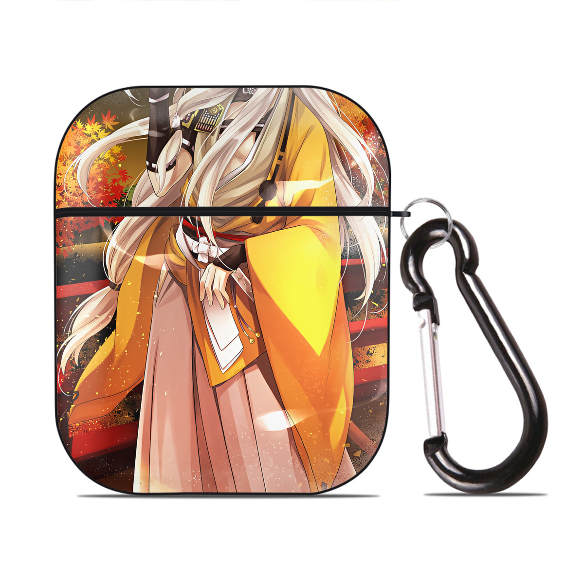 （画像用） 刀剣乱舞 Touken Ranbu AirPods 第2世代保護ケース ハードシェル ブラック 耐衝撃・防指紋・カラビナ付き