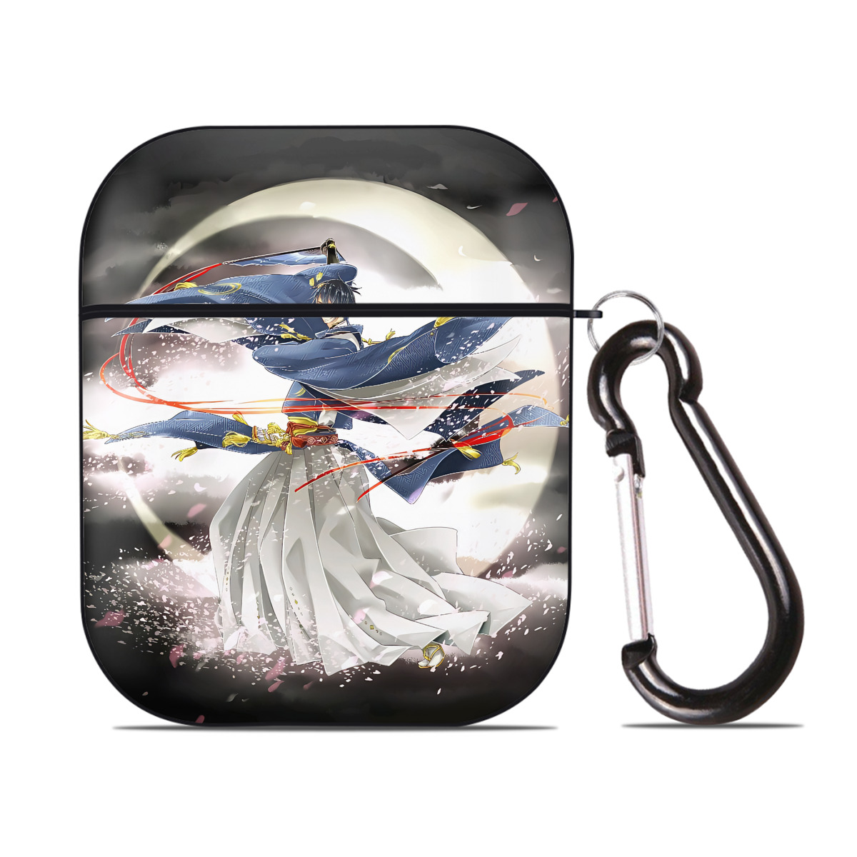 （画像用） 刀剣乱舞 Touken Ranbu AirPods 第2世代保護ケース ハードシェル ブラック 耐衝撃・防指紋・カラビナ付き