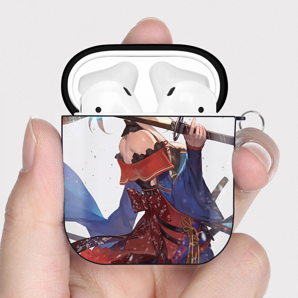 （画像用） 刀剣乱舞 Touken Ranbu AirPods 第2世代保護ケース ハードシェル ブラック 耐衝撃・防指紋・カラビナ付き