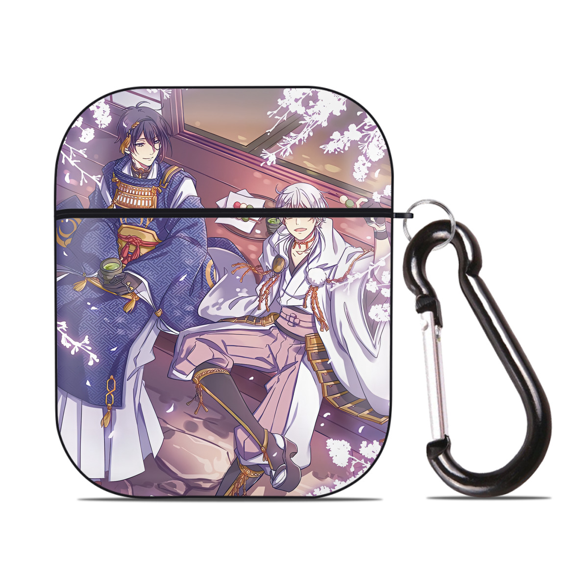 （画像用） 刀剣乱舞 Touken Ranbu AirPods 第2世代保護ケース ハードシェル ブラック 耐衝撃・防指紋・カラビナ付き