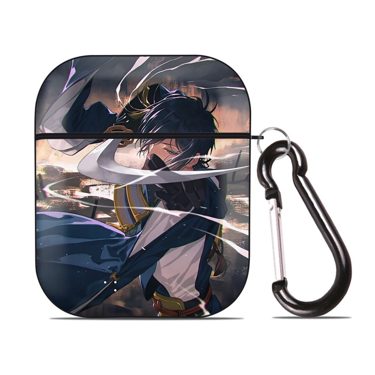（画像用） 刀剣乱舞 Touken Ranbu AirPods 第2世代保護ケース ハードシェル ブラック 耐衝撃・防指紋・カラビナ付き