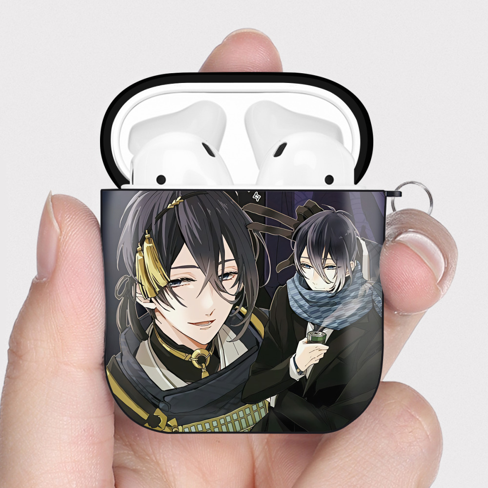 （画像用） 刀剣乱舞 Touken Ranbu AirPods 第2世代保護ケース ハードシェル ブラック 耐衝撃・防指紋・カラビナ付き
