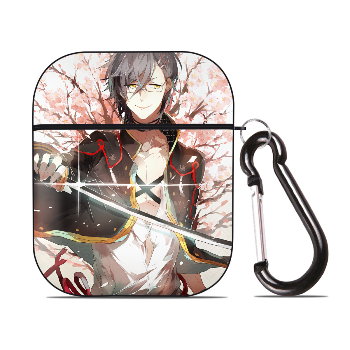（画像用） 刀剣乱舞 Touken Ranbu AirPods 第2世代保護ケース ハードシェル ブラック 耐衝撃・防指紋・カラビナ付き