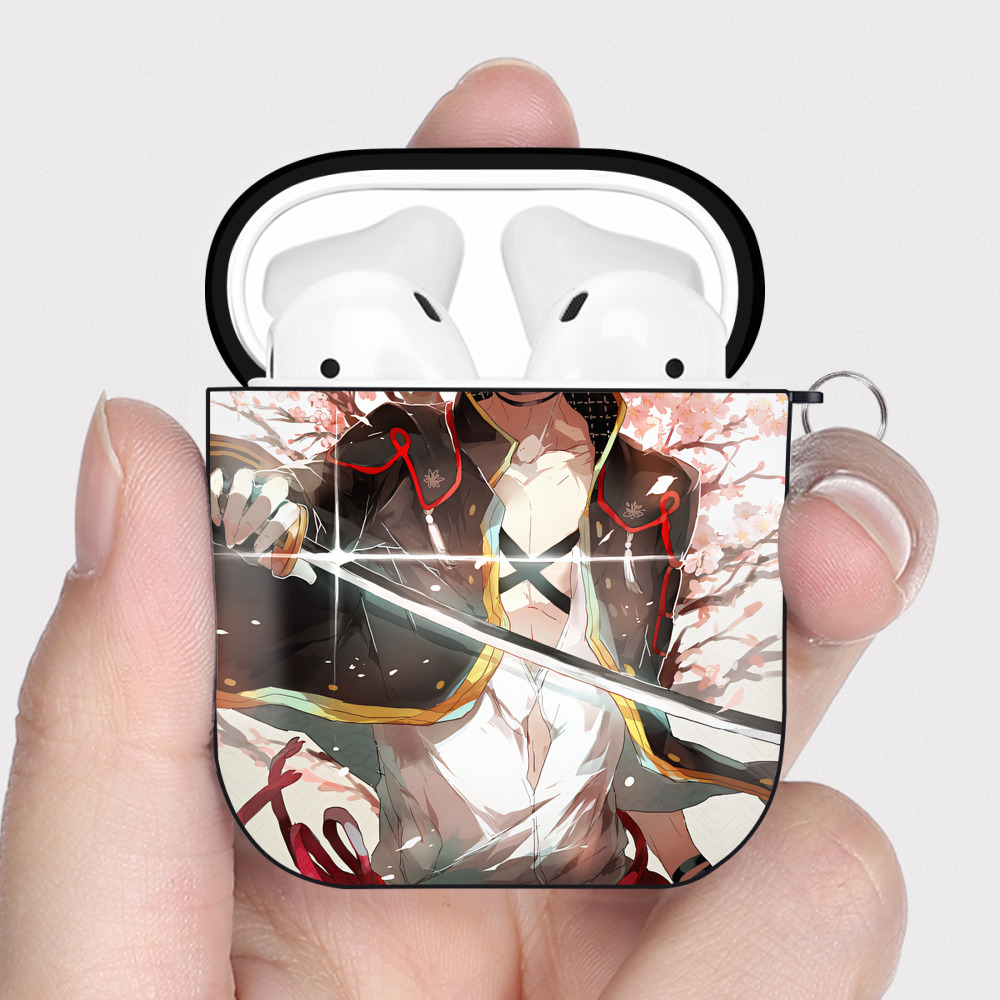 （画像用） 刀剣乱舞 Touken Ranbu AirPods 第2世代保護ケース ハードシェル ブラック 耐衝撃・防指紋・カラビナ付き