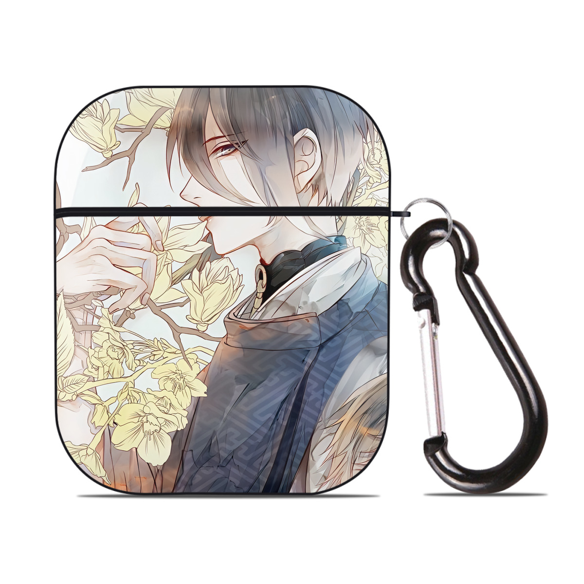 （画像用） 刀剣乱舞 Touken Ranbu AirPods 第2世代保護ケース ハードシェル ブラック 耐衝撃・防指紋・カラビナ付き