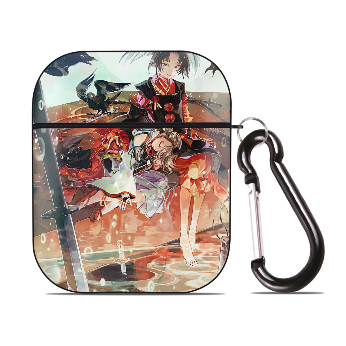 （画像用） 刀剣乱舞 Touken Ranbu AirPods 第2世代保護ケース ハードシェル ブラック 耐衝撃・防指紋・カラビナ付き