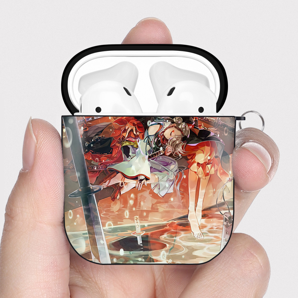（画像用） 刀剣乱舞 Touken Ranbu AirPods 第2世代保護ケース ハードシェル ブラック 耐衝撃・防指紋・カラビナ付き