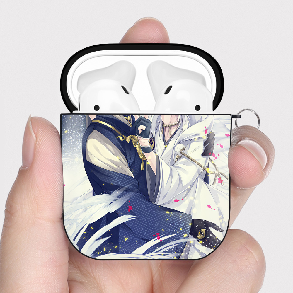 （画像用） 刀剣乱舞 Touken Ranbu AirPods 第2世代保護ケース ハードシェル ブラック 耐衝撃・防指紋・カラビナ付き