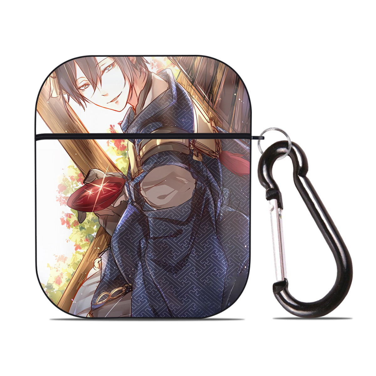 （画像用） 刀剣乱舞 Touken Ranbu AirPods 第2世代保護ケース ハードシェル ブラック 耐衝撃・防指紋・カラビナ付き