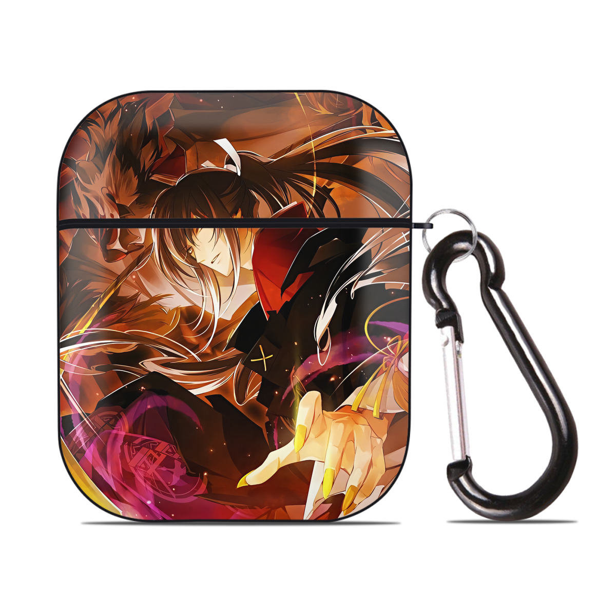 （画像用） 刀剣乱舞 Touken Ranbu AirPods 第2世代保護ケース ハードシェル ブラック 耐衝撃・防指紋・カラビナ付き