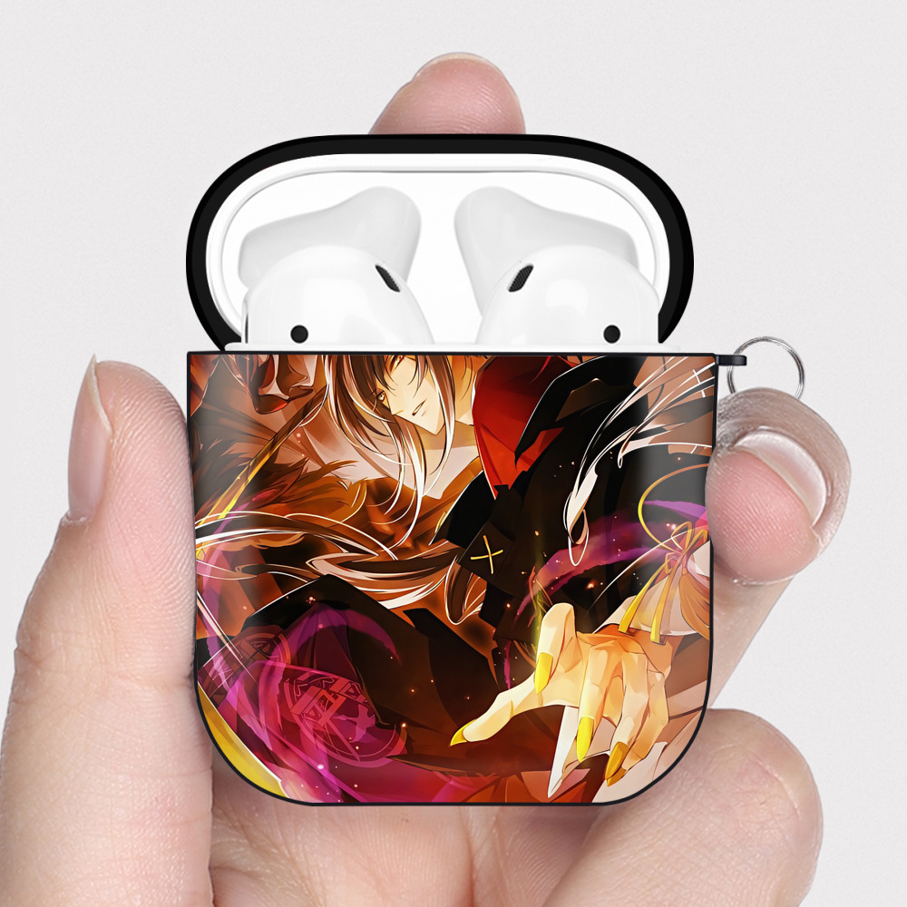 （画像用） 刀剣乱舞 Touken Ranbu AirPods 第2世代保護ケース ハードシェル ブラック 耐衝撃・防指紋・カラビナ付き