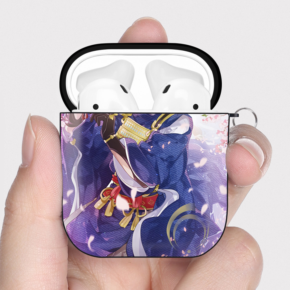 （画像用） 刀剣乱舞 Touken Ranbu AirPods 第2世代保護ケース ハードシェル ブラック 耐衝撃・防指紋・カラビナ付き