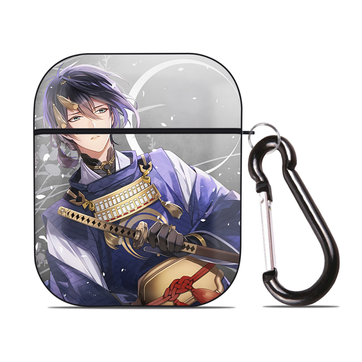 （画像用） 刀剣乱舞 Touken Ranbu AirPods 第2世代保護ケース ハードシェル ブラック 耐衝撃・防指紋・カラビナ付き