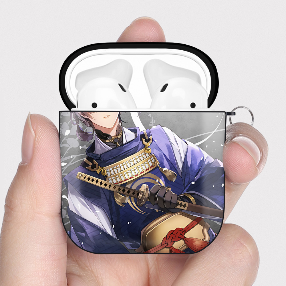 （画像用） 刀剣乱舞 Touken Ranbu AirPods 第2世代保護ケース ハードシェル ブラック 耐衝撃・防指紋・カラビナ付き