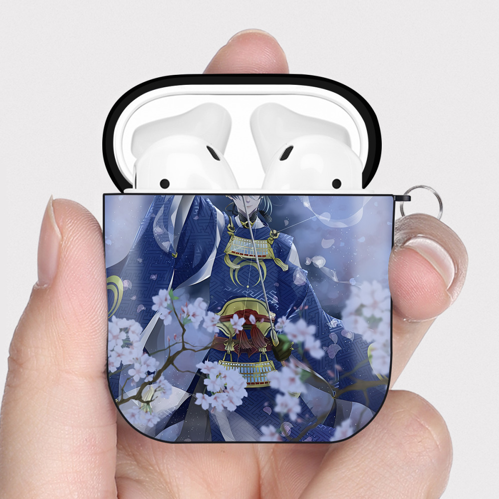 （画像用） 刀剣乱舞 Touken Ranbu AirPods 第2世代保護ケース ハードシェル ブラック 耐衝撃・防指紋・カラビナ付き