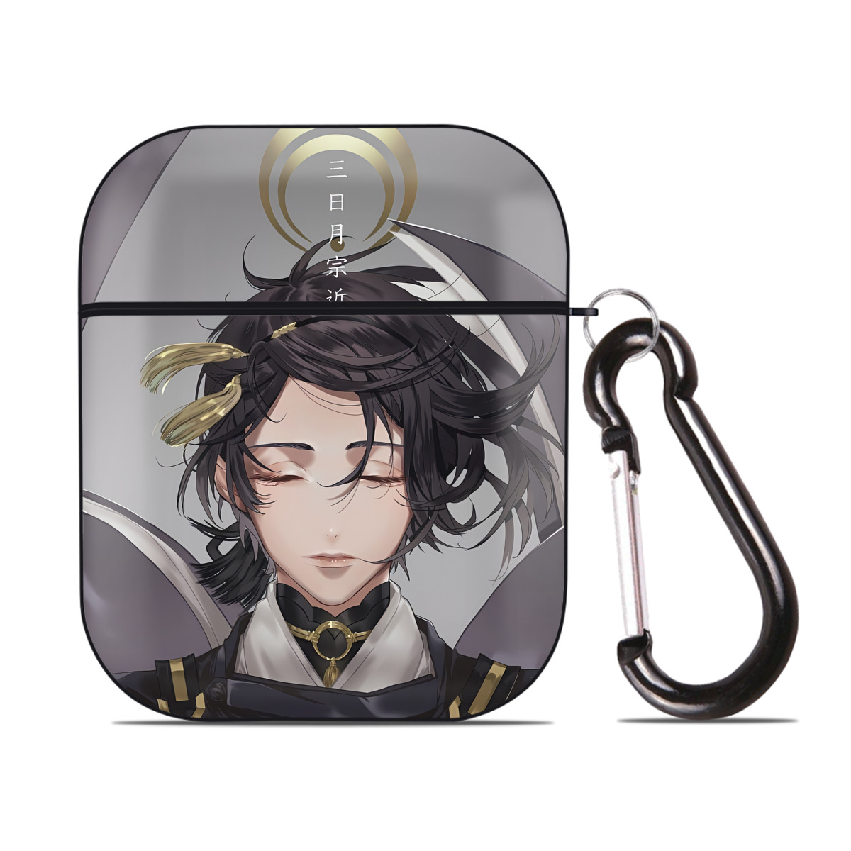 （画像用） 刀剣乱舞 Touken Ranbu AirPods 第2世代保護ケース ハードシェル ブラック 耐衝撃・防指紋・カラビナ付き