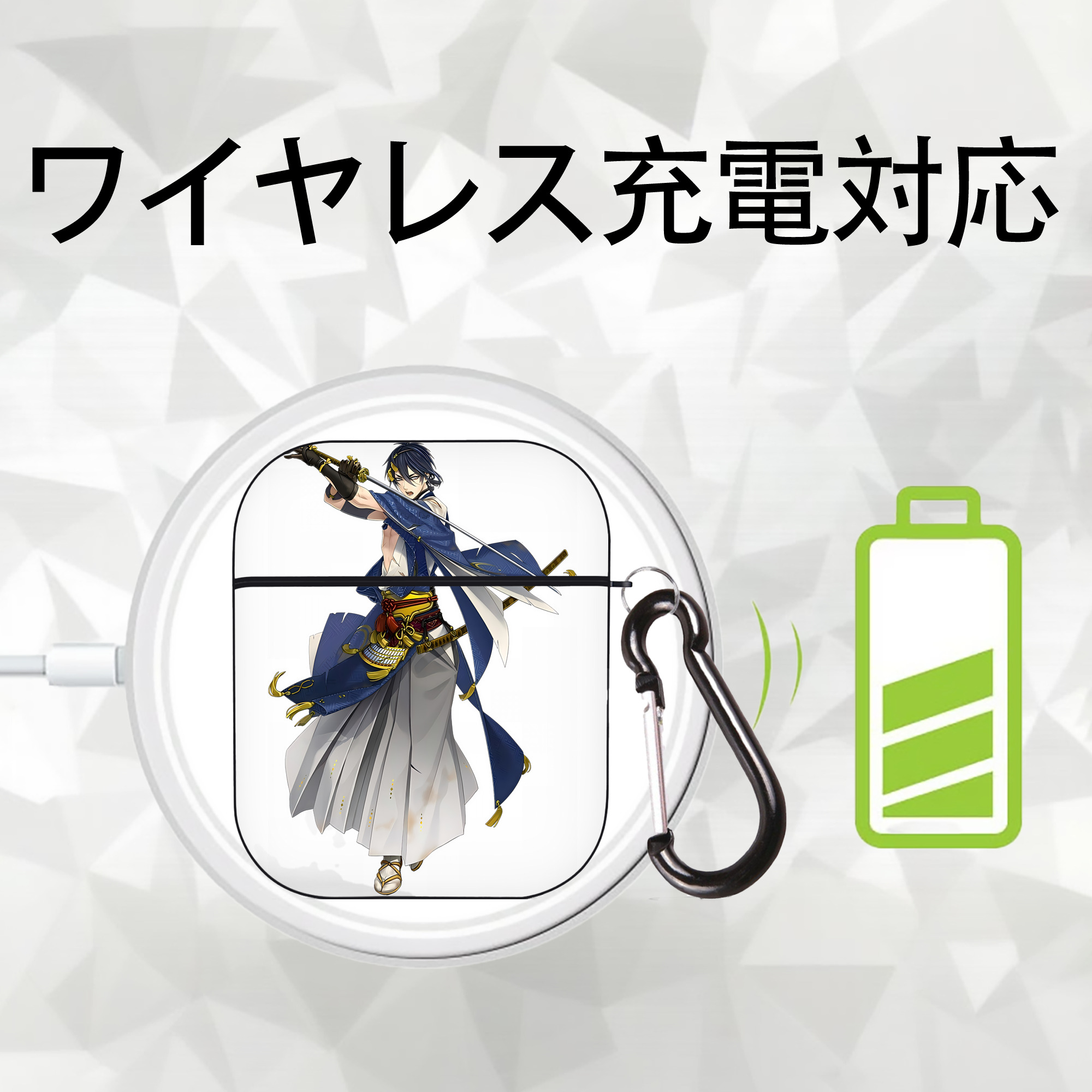 刀剣乱舞 Touken Ranbu AirPods 第2世代保護ケース ハードシェル ブラック 耐衝撃・防指紋・カラビナ付き
