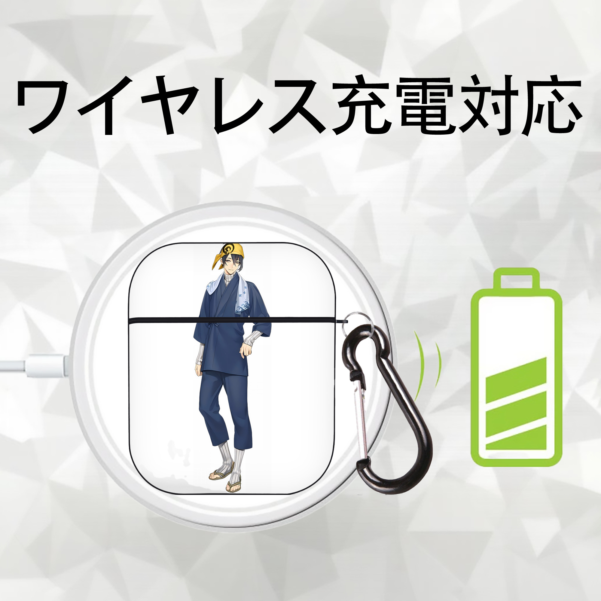 刀剣乱舞 Touken Ranbu AirPods 第2世代保護ケース ハードシェル ブラック 耐衝撃・防指紋・カラビナ付き