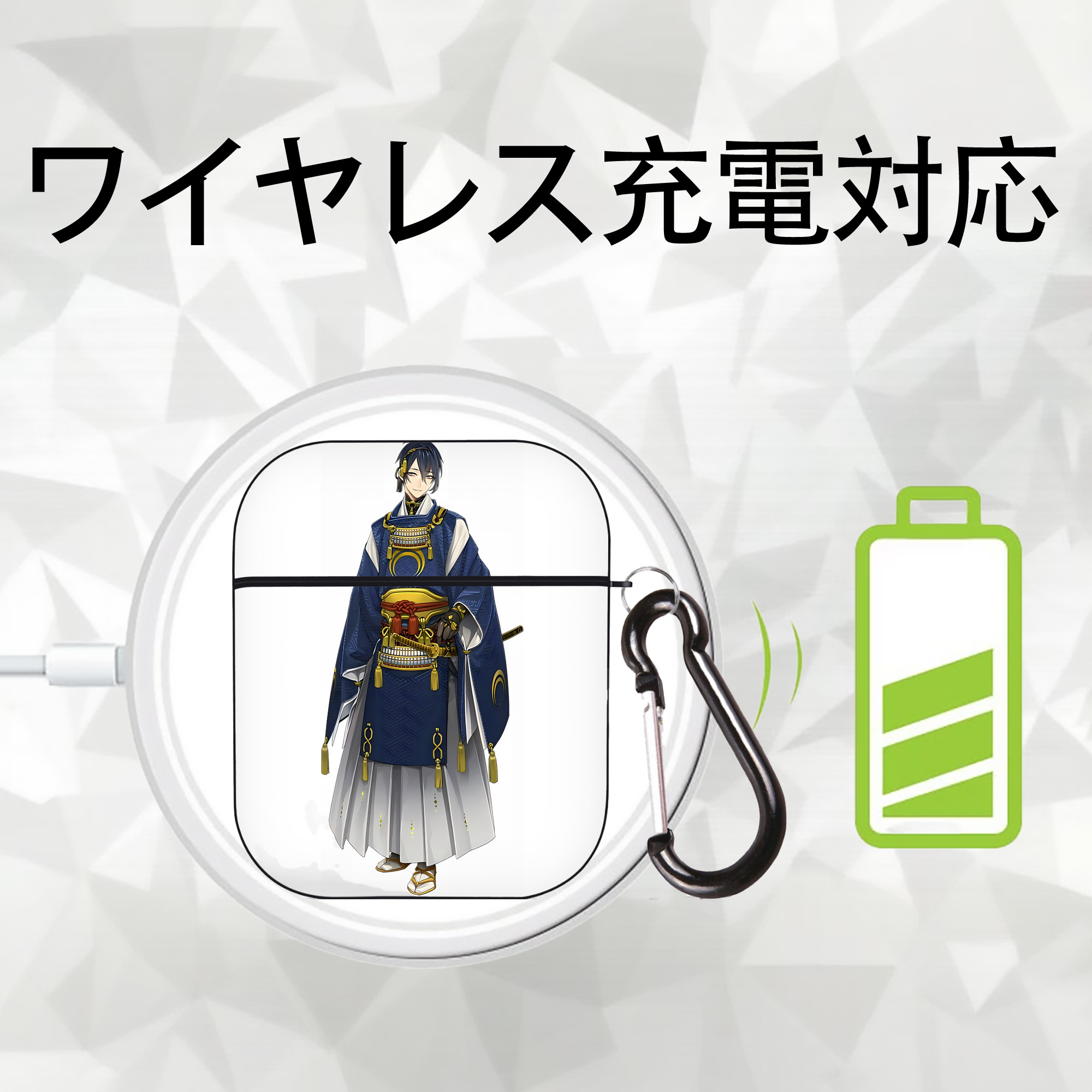 刀剣乱舞 Touken Ranbu AirPods 第2世代保護ケース ハードシェル ブラック 耐衝撃・防指紋・カラビナ付き