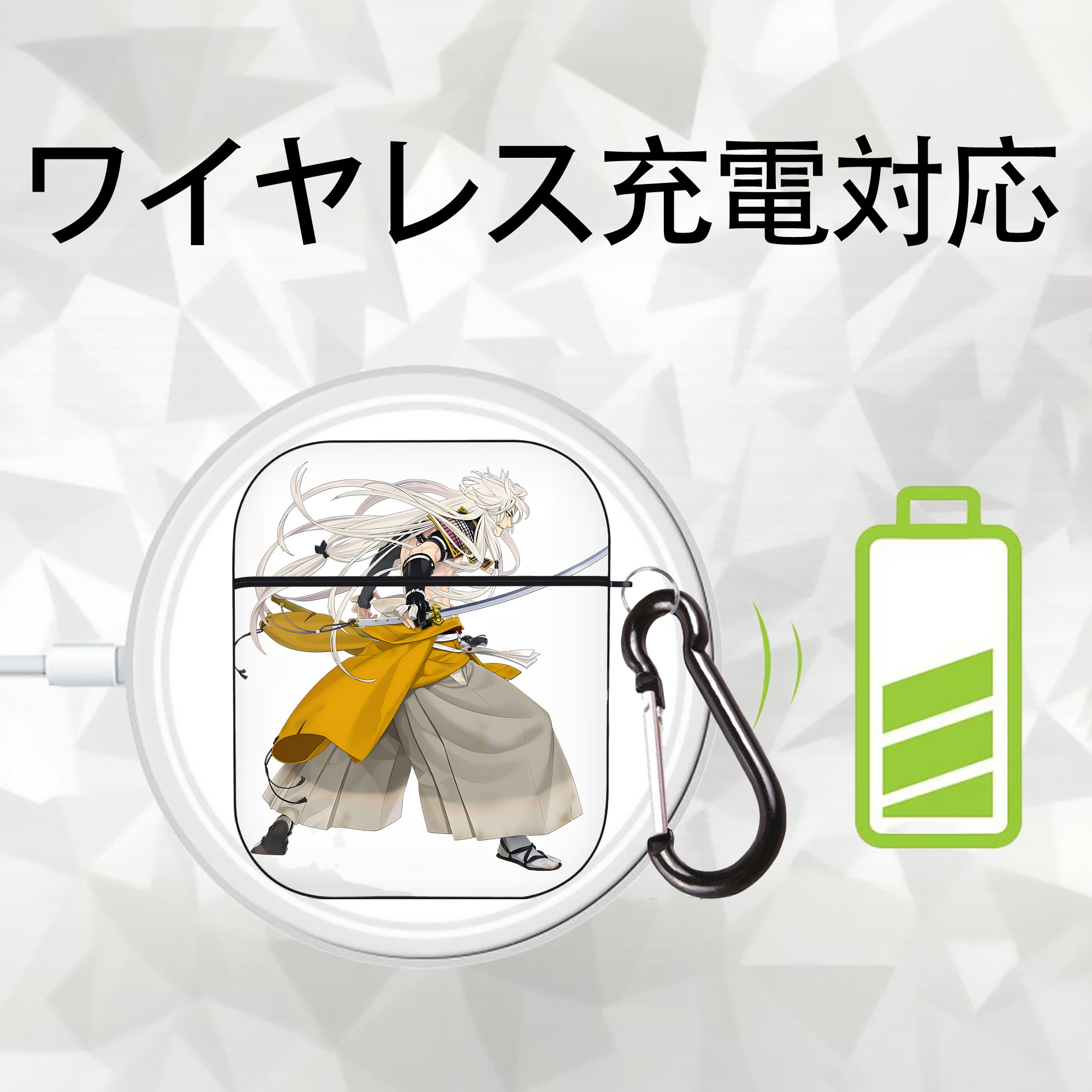 刀剣乱舞 Touken Ranbu AirPods 第2世代保護ケース ハードシェル ブラック 耐衝撃・防指紋・カラビナ付き
