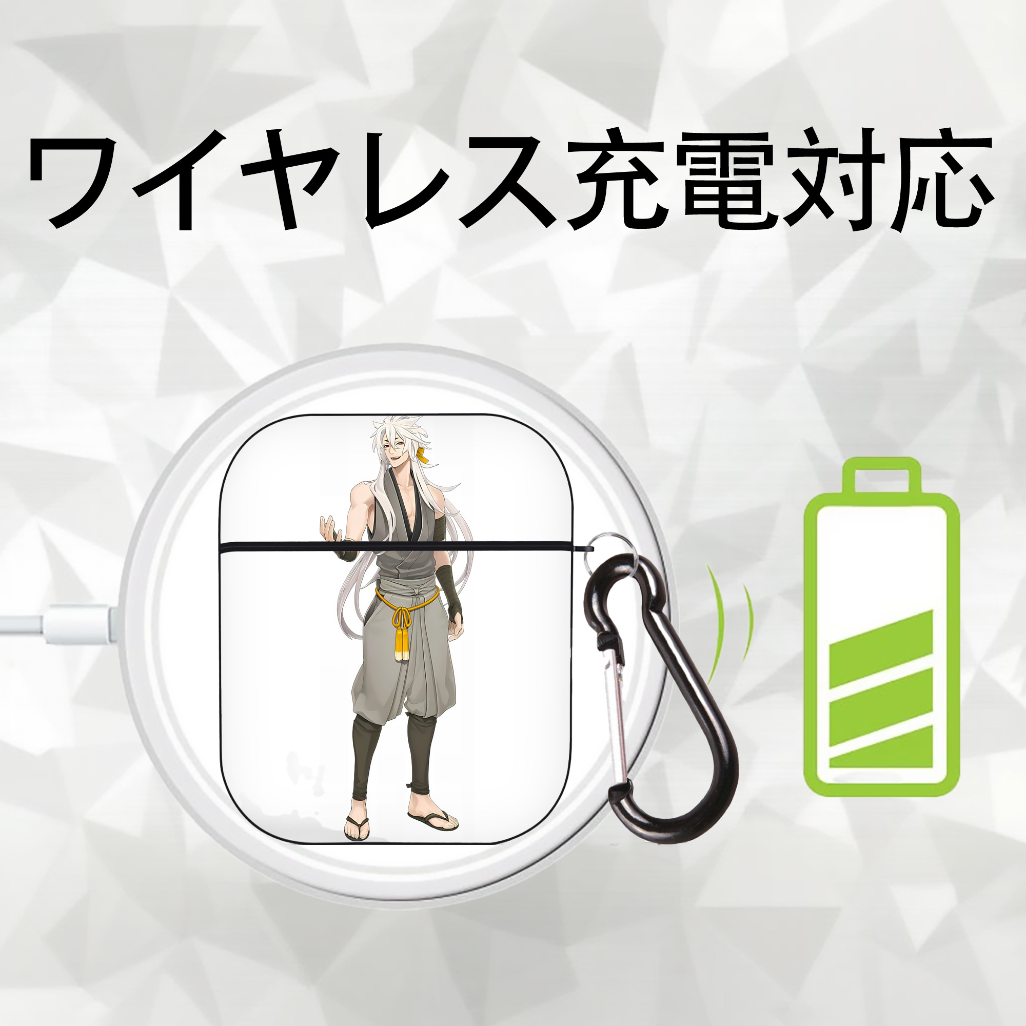 刀剣乱舞 Touken Ranbu AirPods 第2世代保護ケース ハードシェル ブラック 耐衝撃・防指紋・カラビナ付き