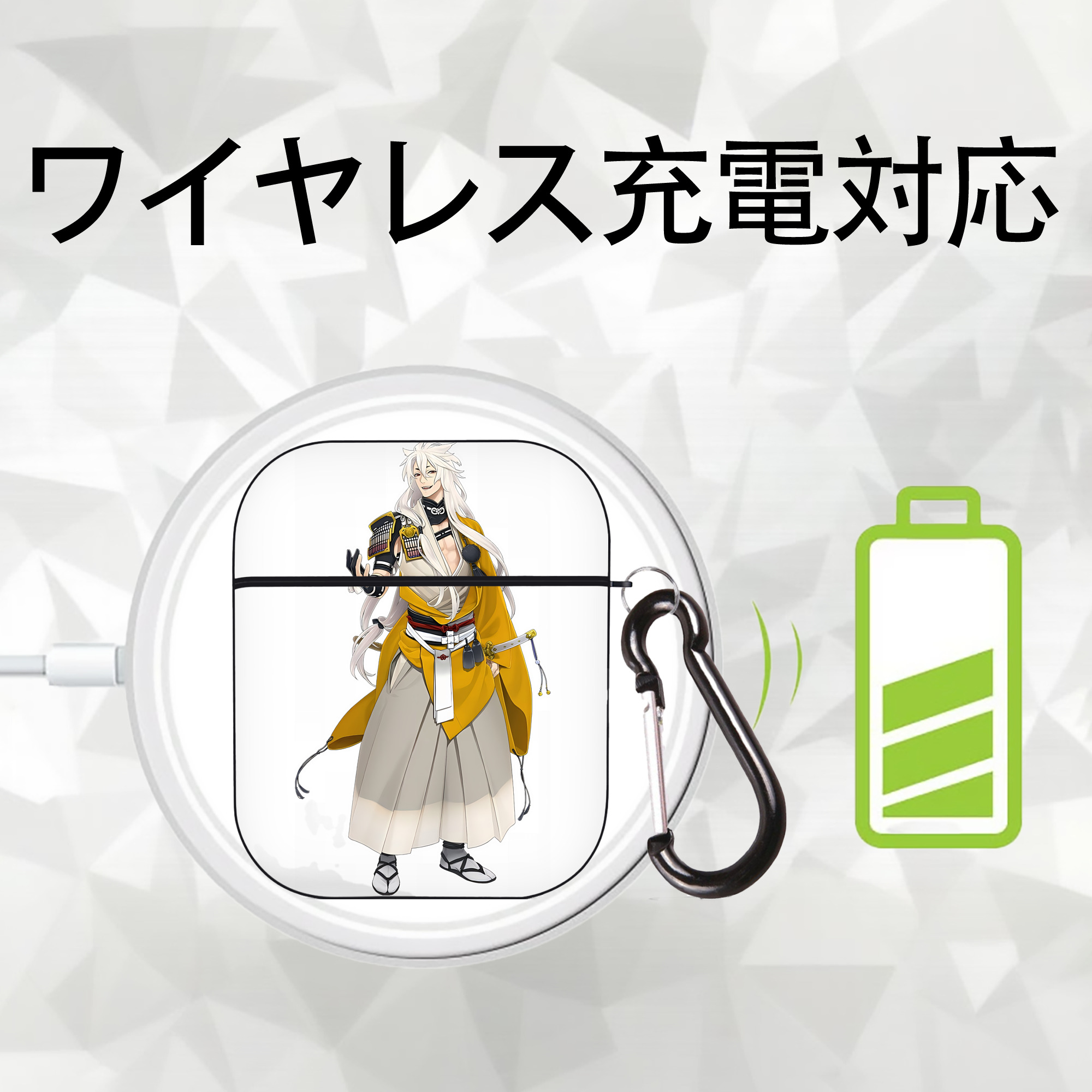 刀剣乱舞 Touken Ranbu AirPods 第2世代保護ケース ハードシェル ブラック 耐衝撃・防指紋・カラビナ付き