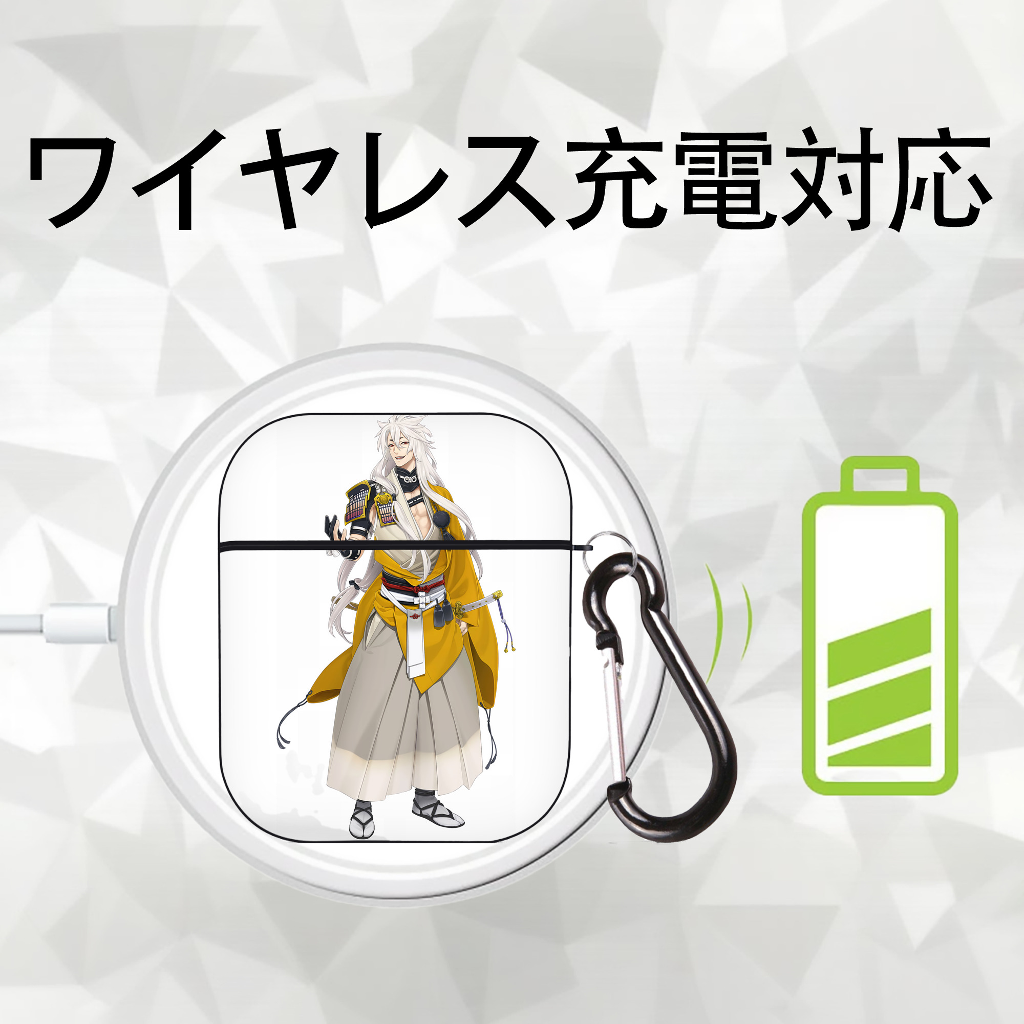 刀剣乱舞 Touken Ranbu AirPods 第2世代保護ケース ハードシェル ブラック 耐衝撃・防指紋・カラビナ付き