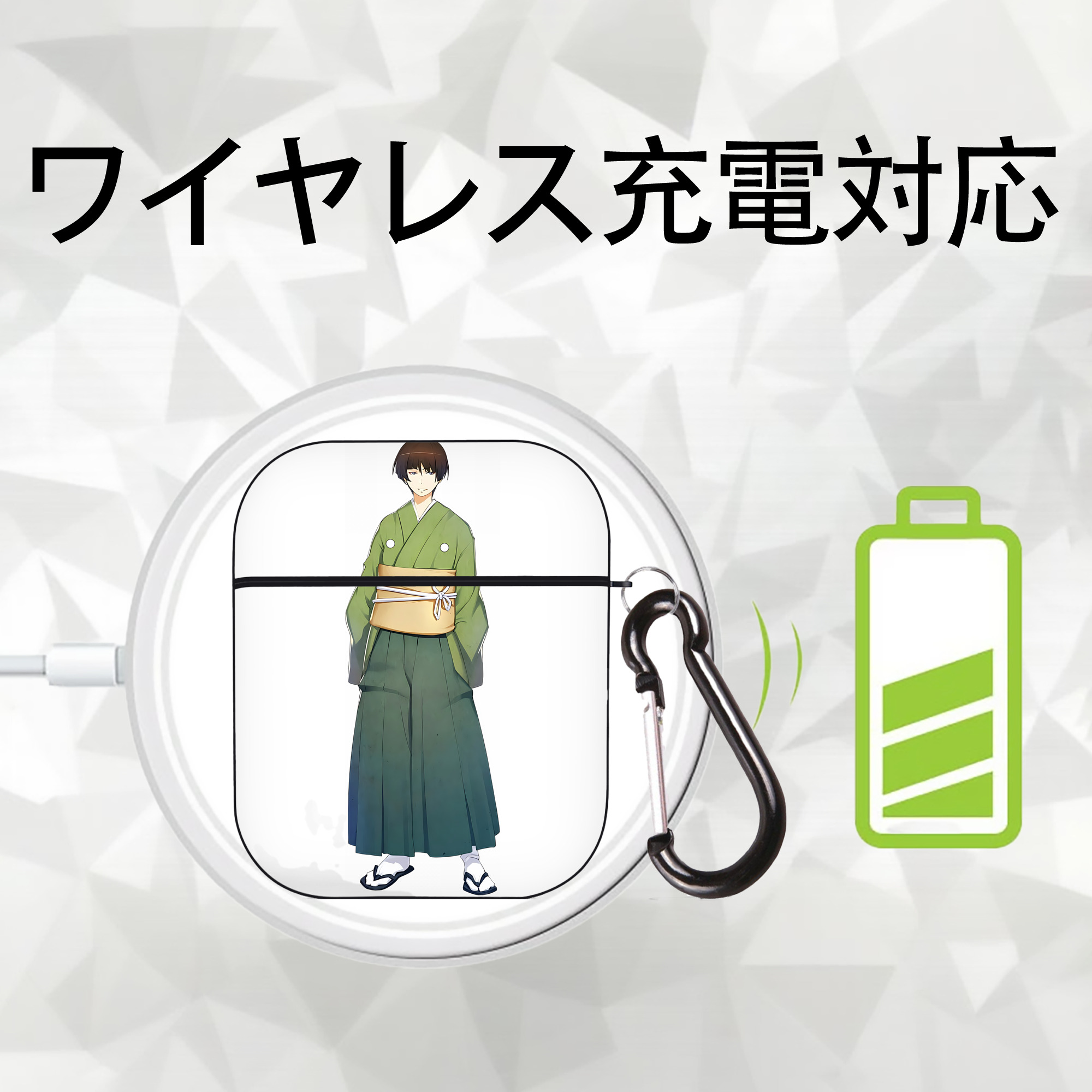刀剣乱舞 Touken Ranbu AirPods 第2世代保護ケース ハードシェル ブラック 耐衝撃・防指紋・カラビナ付き
