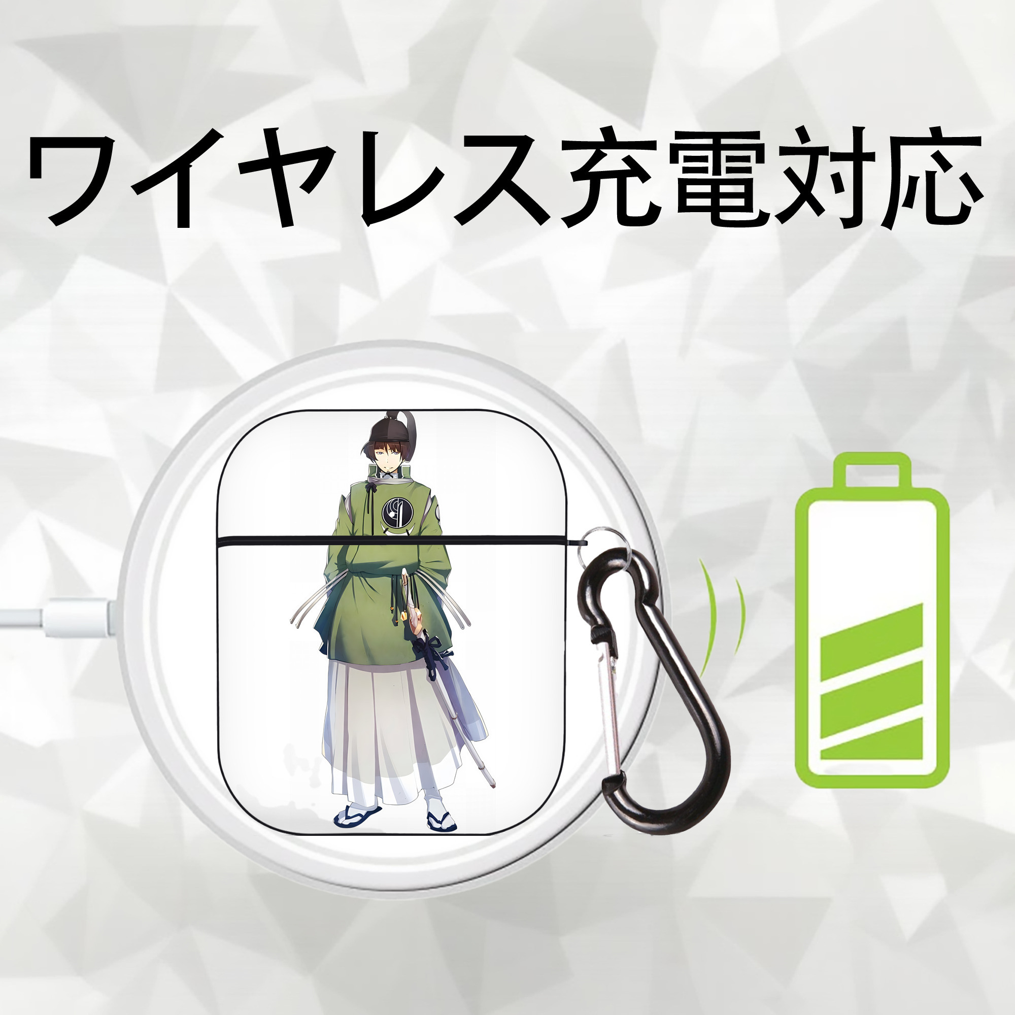 刀剣乱舞 Touken Ranbu AirPods 第2世代保護ケース ハードシェル ブラック 耐衝撃・防指紋・カラビナ付き