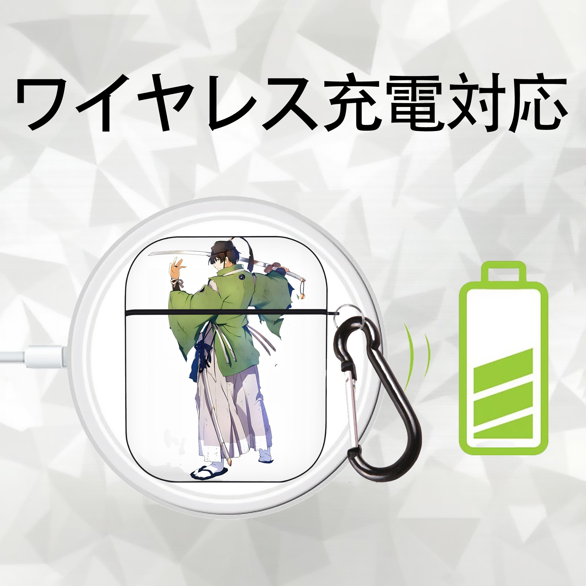 刀剣乱舞 Touken Ranbu AirPods 第2世代保護ケース ハードシェル ブラック 耐衝撃・防指紋・カラビナ付き