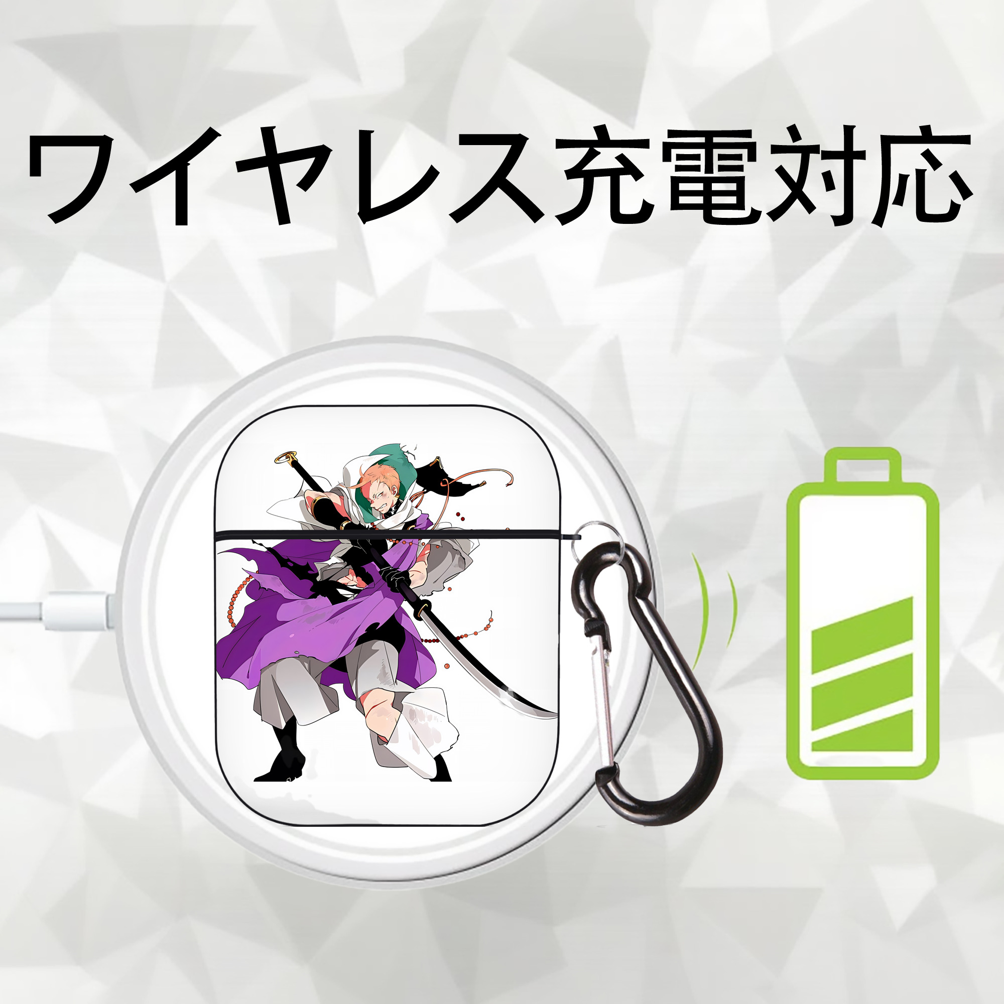 刀剣乱舞 Touken Ranbu AirPods 第2世代保護ケース ハードシェル ブラック 耐衝撃・防指紋・カラビナ付き