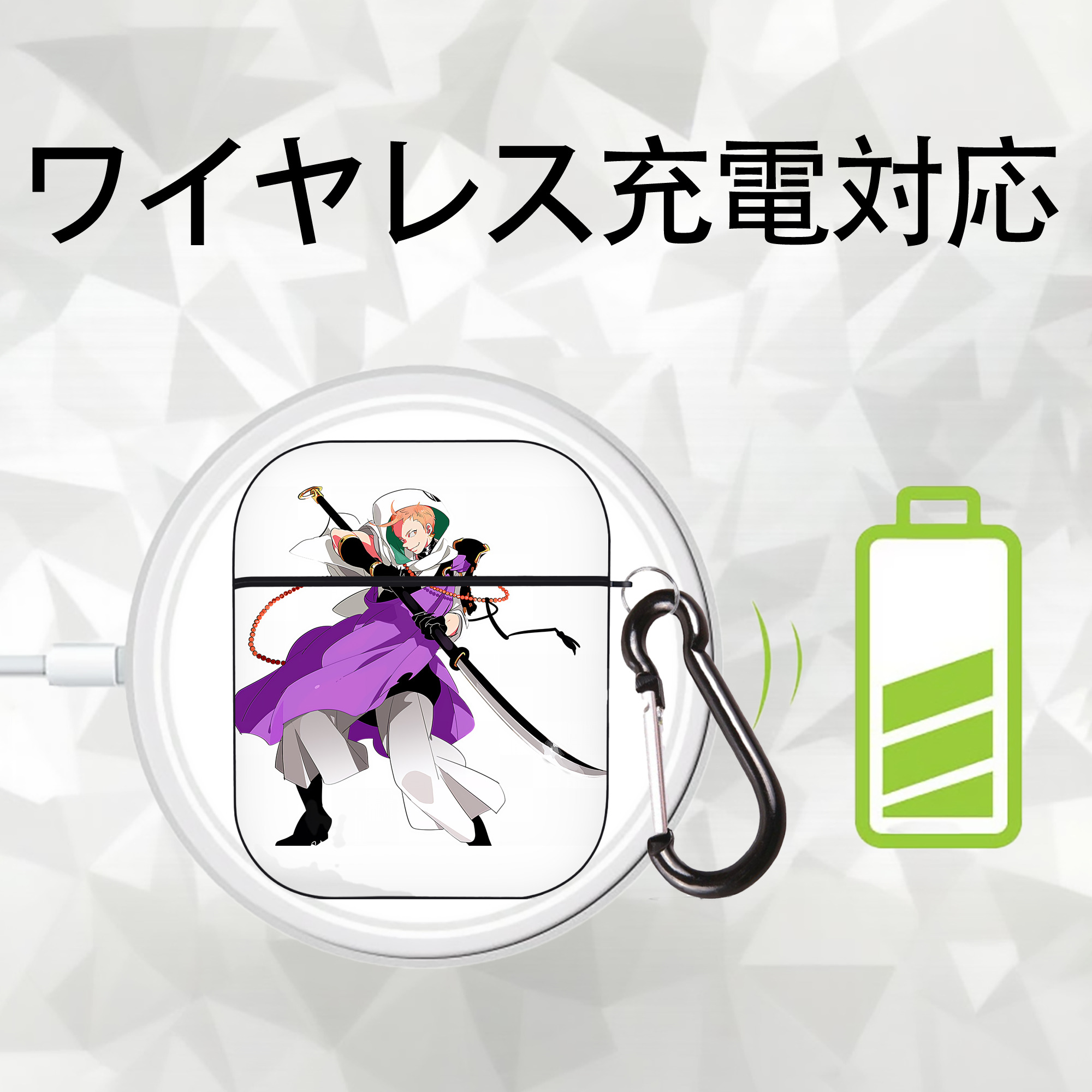 刀剣乱舞 Touken Ranbu AirPods 第2世代保護ケース ハードシェル ブラック 耐衝撃・防指紋・カラビナ付き