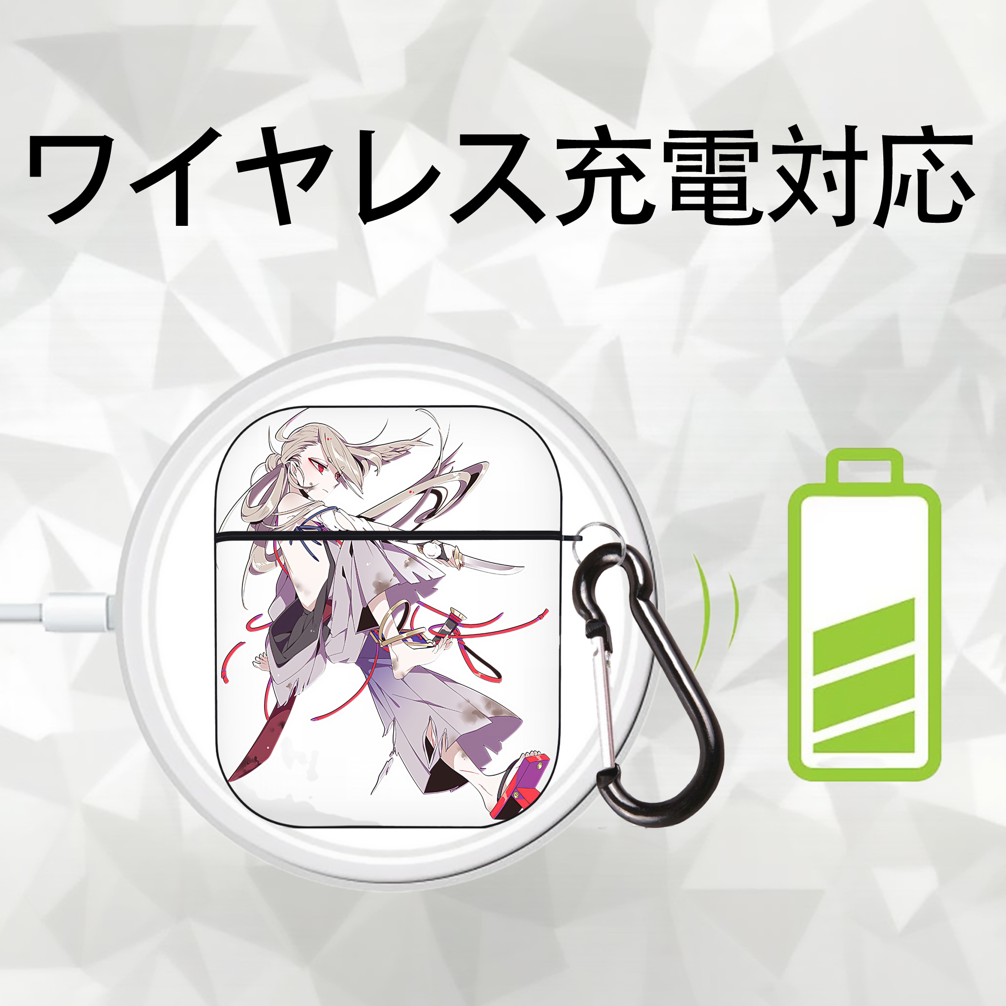 刀剣乱舞 Touken Ranbu AirPods 第2世代保護ケース ハードシェル ブラック 耐衝撃・防指紋・カラビナ付き
