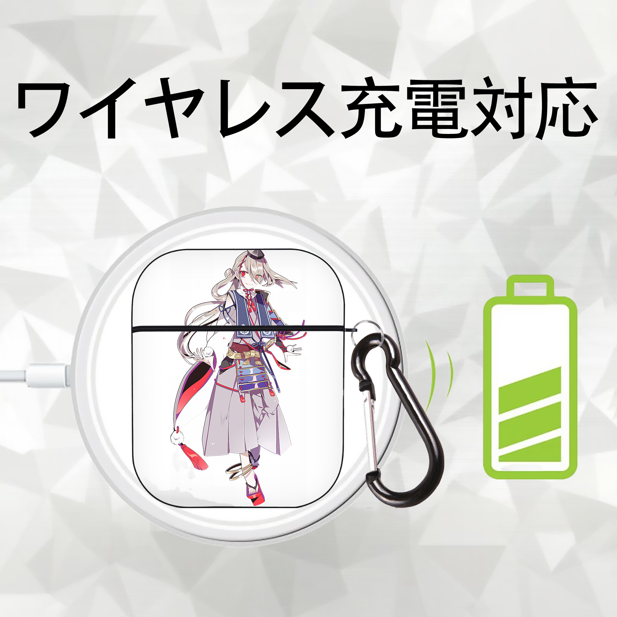 刀剣乱舞 Touken Ranbu AirPods 第2世代保護ケース ハードシェル ブラック 耐衝撃・防指紋・カラビナ付き